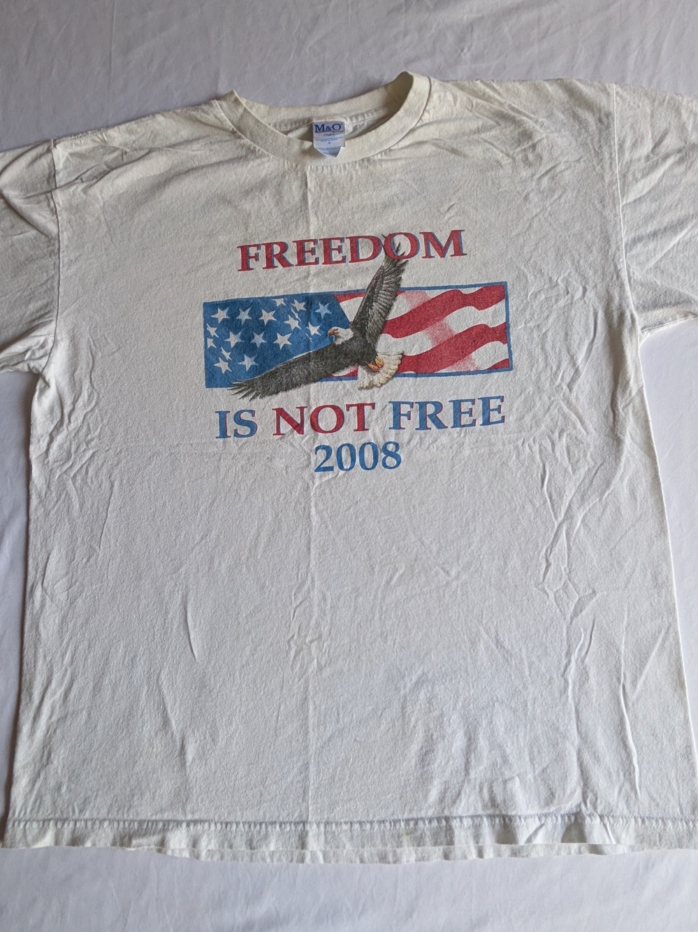 Freedom Is Not Free 2008 Eagle Flag Graphic Tee - White